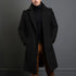Elegant Men's Woolen Coat with Lapel Pockets - Single Breasted Long Sleeve Jacket Perfect for Autumn and Winter Casual Wear